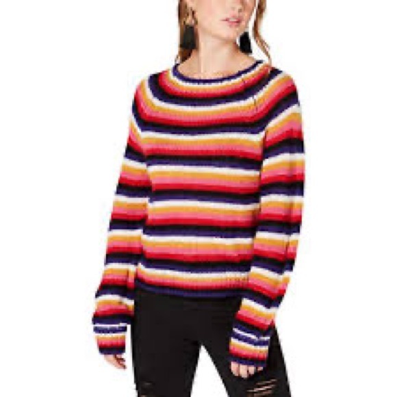 Cloud Chaser Rainbow Stripes Sweater Chunky Knit - Picture 4 of 5